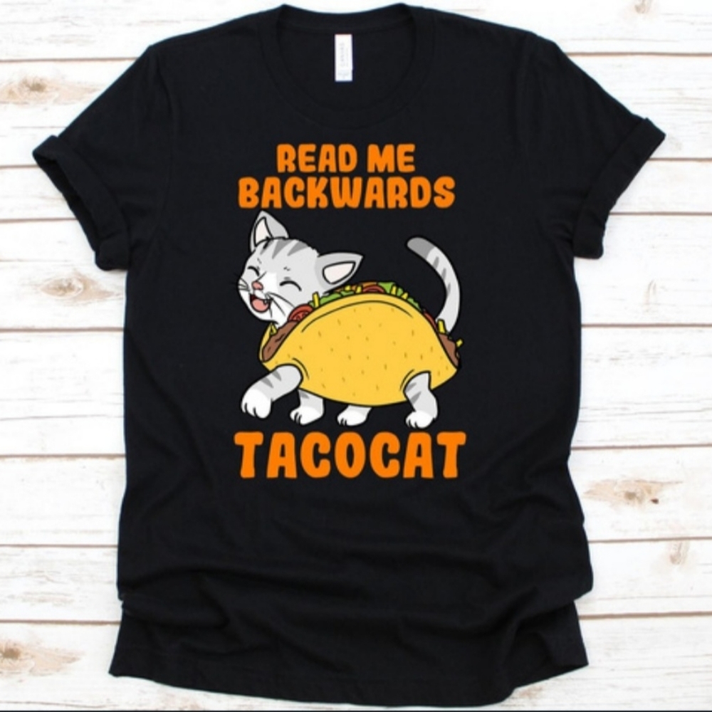 Black Tacocat Spelled Backwards Shirt size XL